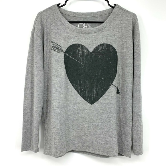 Chaser Gray Cozy Heart Arrow Graphic Sweater - Picture 3 of 9
